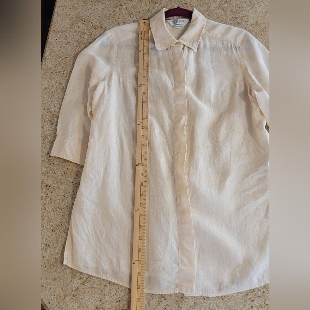 Maxmara Cream Button Down Blouse - image 7